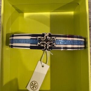 Tory Burch Blue and Silver Bangle Bracelet